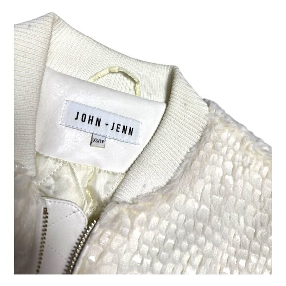 JOHN + JENN Faux Fur Scaled Luxury Designer Bomber Jacket Womens XS - Picture 4 of 6